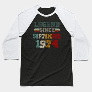 49 Years Old Legend Since September 1974 49th Birthday Baseball T-Shirt